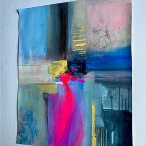Abstract Blue and Pink Art Original Painting 16x20 Unframed